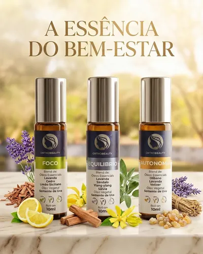 Kit com três blends roll-on de óleos essenciais Yayá Natural de 10ml